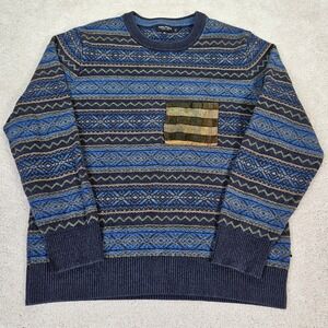 Upcycled Nautica Sublime Fair Isle Knit Sweater Mens L Retro Artisan Alternative